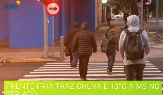Frente fria traz chuva e mínimas de 10°C a MS no feriadão