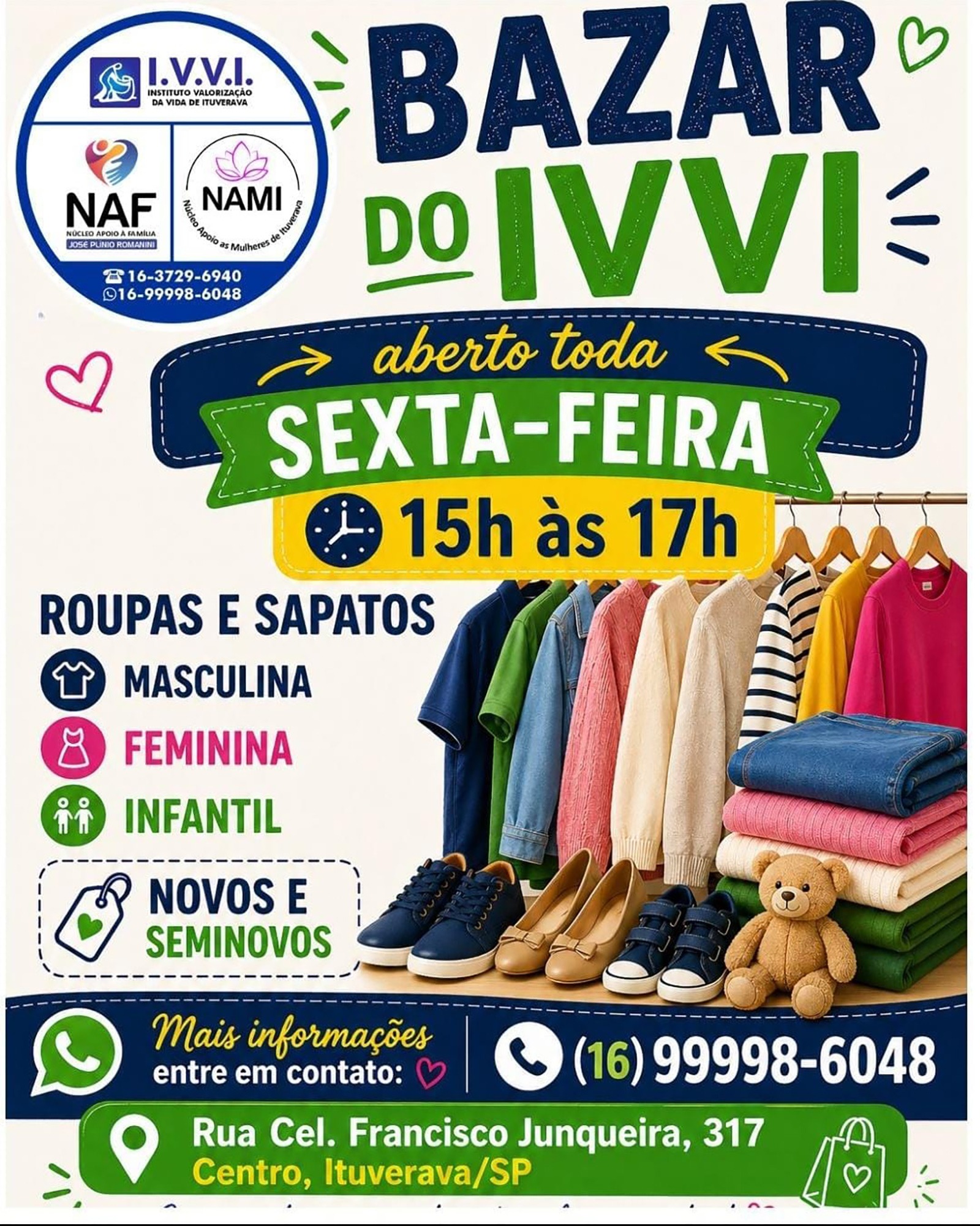 Bazar do IVVI oferece variedade e solidariedade todas as sextas-feiras