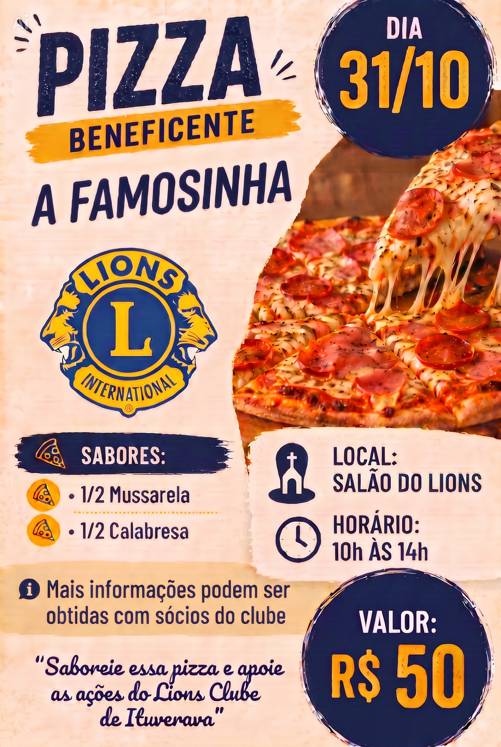 Lions Clube de Ituverava promove ação solidária com venda de pizzas