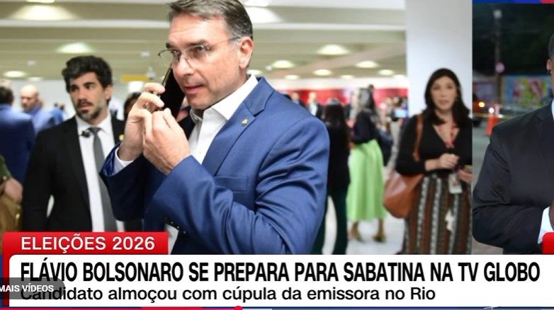 Flávio faz visita e almoça com cúpula da Globo antes de sabatina
